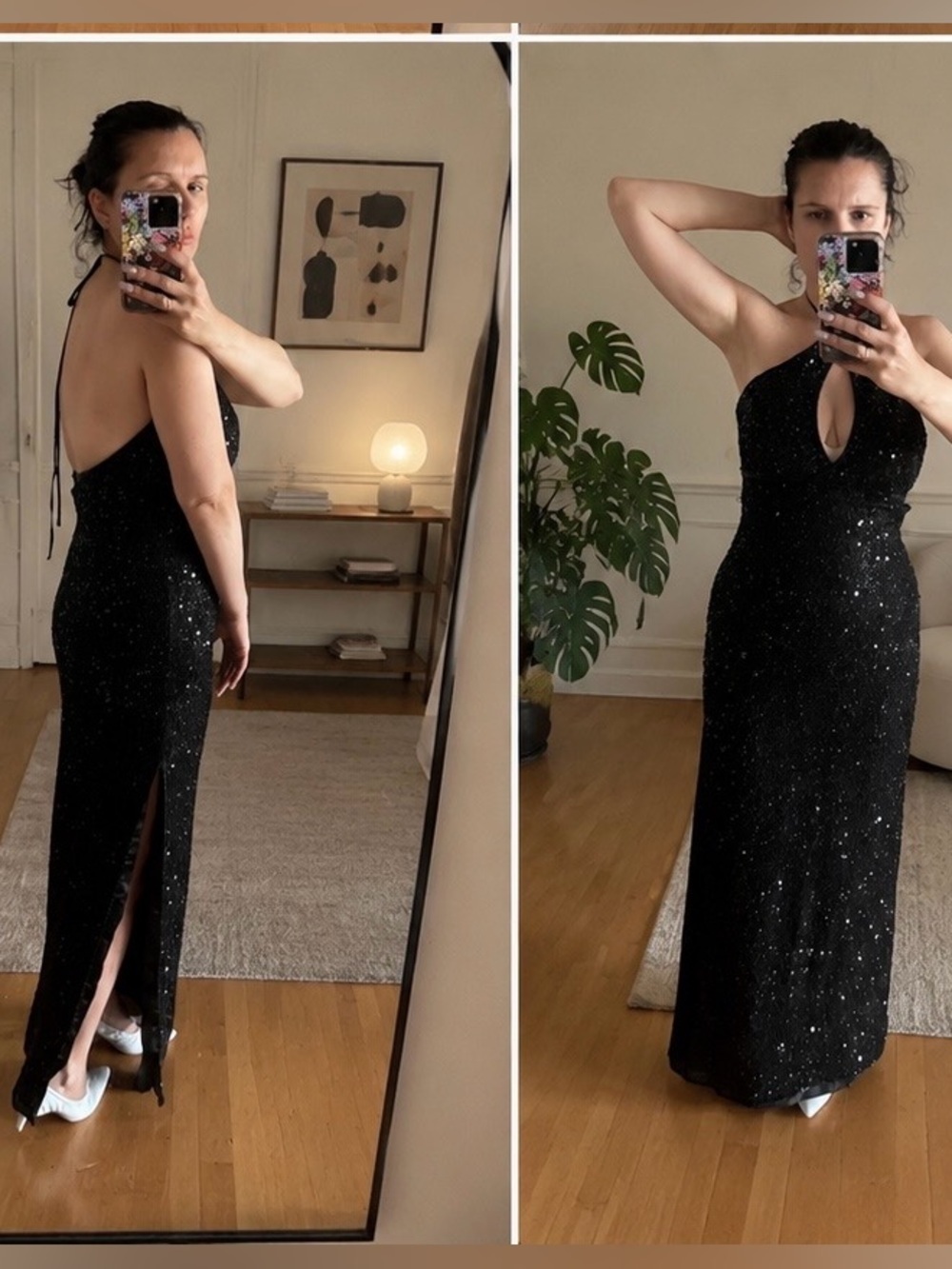 Scala Black Sequin Halter Maxi Dress